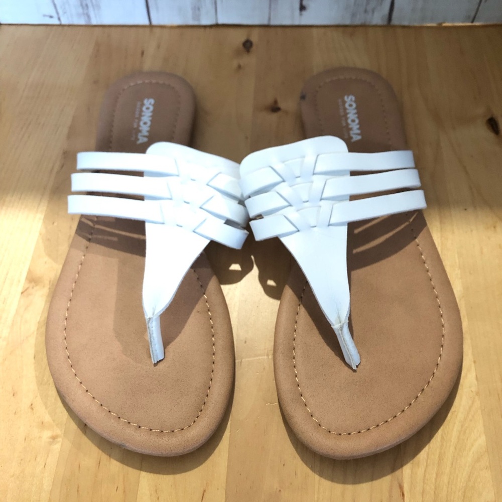 NEW SONOMA Sandals M 7-8 White Strap Travel Resort